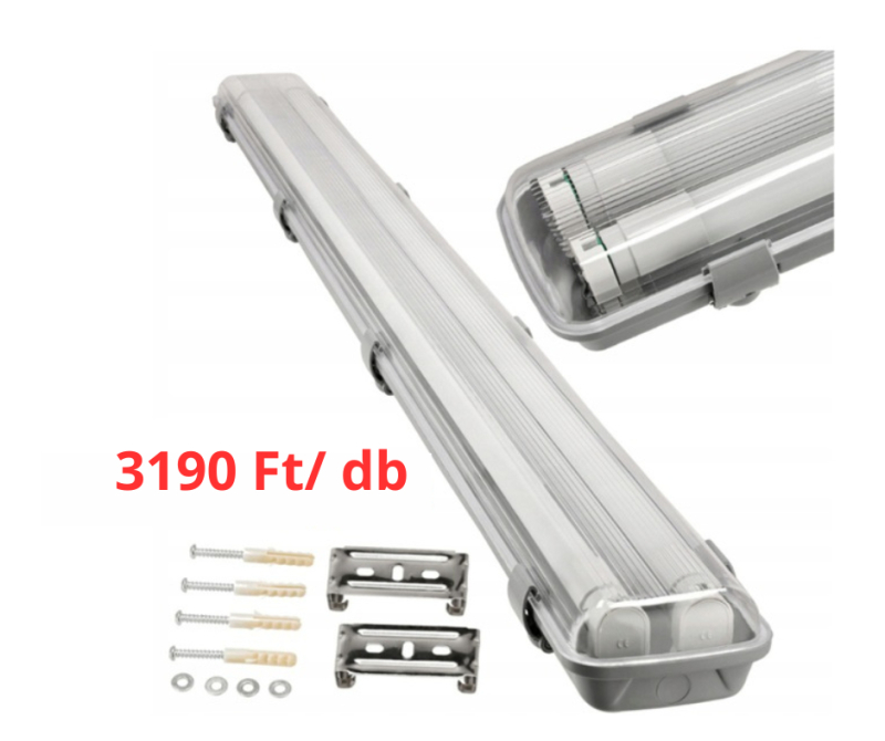 Berge 120 cm-es armatúra 2x18 W-os víztiszta fedéllel natúr fehér LED fénycsövekkel 5 ...