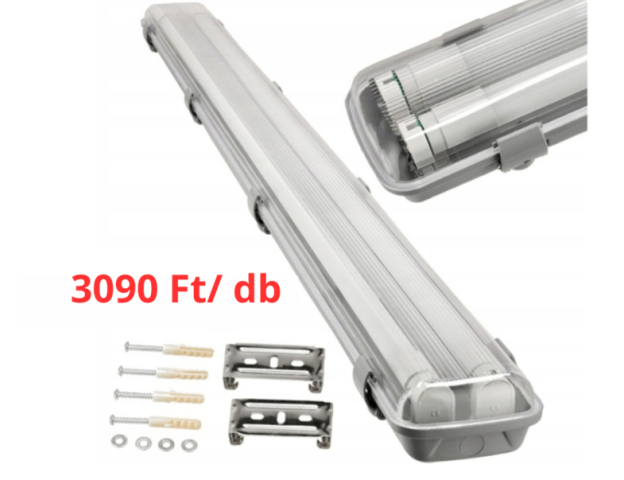 Berge 120 cm-es armatúra 2x18 W-os víztiszta fedéllel natúr fehér LED fénycsövekkel 16 ...