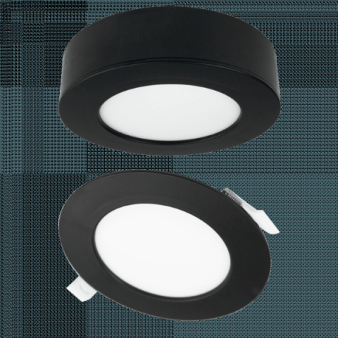 Ecolight 6W-os, kerek alakú, CCT, fekete, süllyesztett és felületre szerelhető lámpa Ecolight 6W-os, kerek alakú, CCT, fekete, süllyesztett és felületre szerelhető lámpa