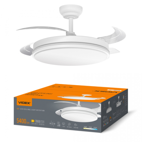 VIDEX CLF01 Mennyezeti LED Lámpa Ventilátorral, 60W, 3000K-4200K-6000K 230V Fehér VIDEX CLF01 Mennyezeti LED Lámpa Ventilátorral, 60W, 3000K-4200K-6000K 230V Fehér